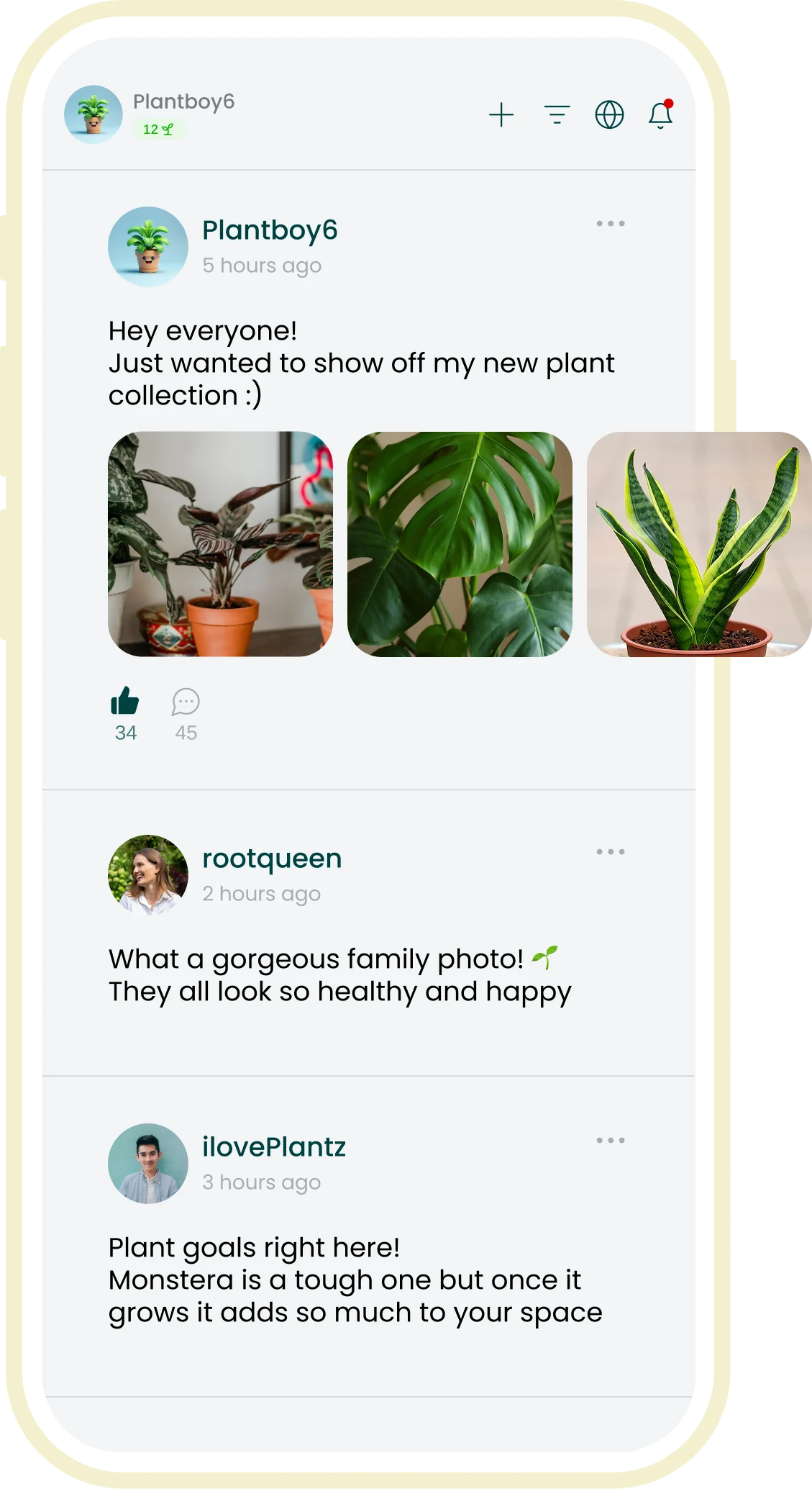 Conversaciones de la comunidad de plantas en la aplicación Plant ID